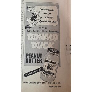 Vintage 1946 Donald Duck Peanut Butter Print Ad Nash-Underwood Chicago Disneyana